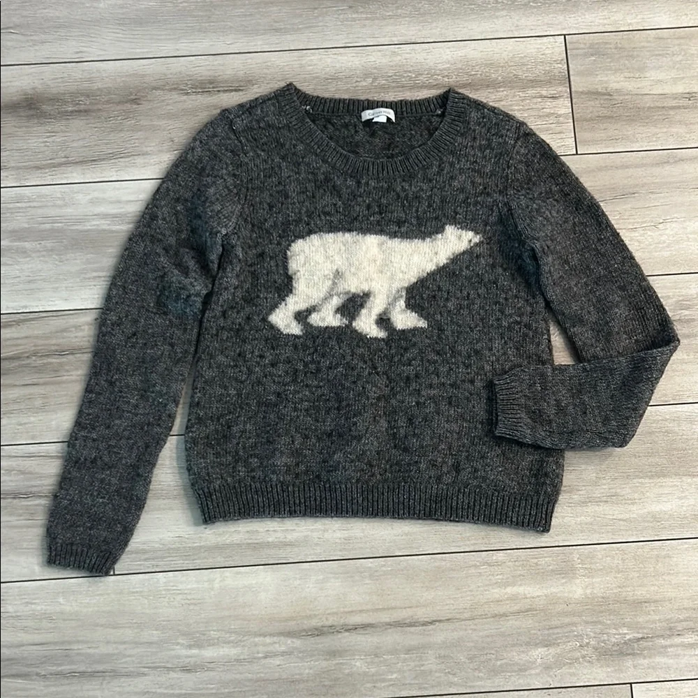 Garnet Hill wool alpaca blend sweater size small polar bear